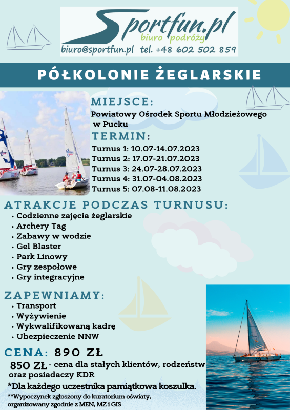 Plakat obozu żeglarskiego